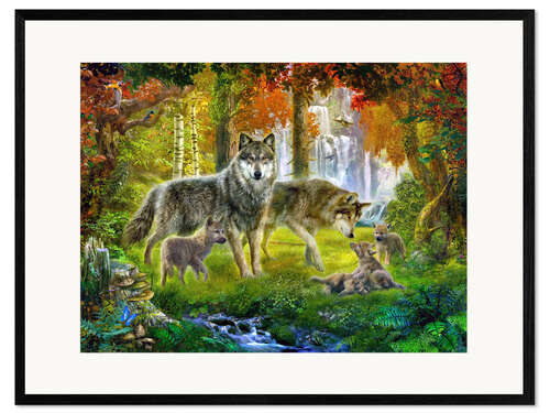 Framed art print Summer Wolf Family