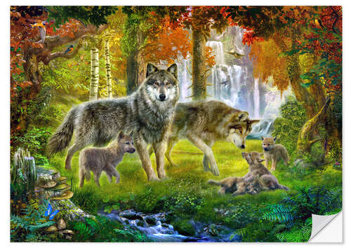 Naklejka na ścianę Summer Wolf Family