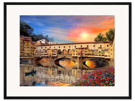 Gerahmter Kunstdruck Brücke in Florenz
