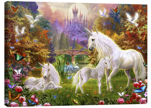 Canvas print The castle unicorns