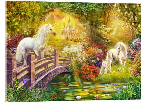 Acrylic print Enchanted garden unicorns