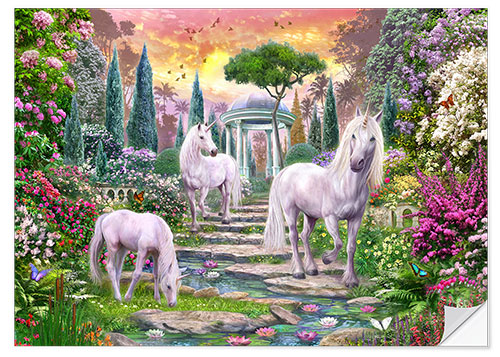 Autocolante decorativo Classical garden unicorns