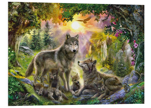 Tableau en PVC Famille de loup en automne