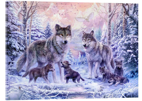 Akryylilasitaulu Winter wolf family