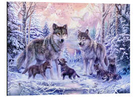 Magnettafel Wolffamilie im Winter