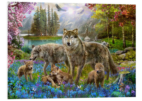 PVC-tavla Spring Wolf Family