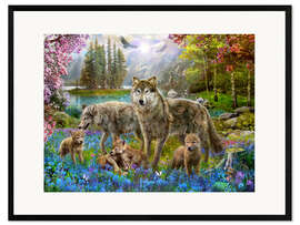 Framed art print Spring Wolf Family
