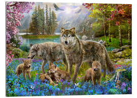 Quadro em plexi-alumínio Spring Wolf Family