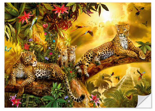 Wandsticker Leoparden im Dschungel