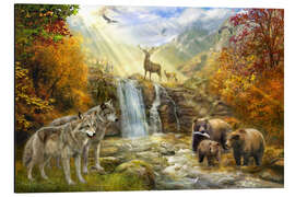 Magnettafel Die Waldtiere am Wasserfall