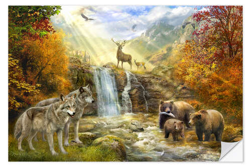 Selvklebende plakat Bear Falls