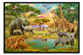 Gerahmter Kunstdruck Das Wasserloch