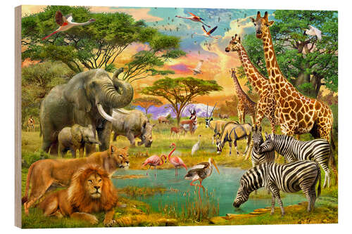 Wood print The Watering Hole
