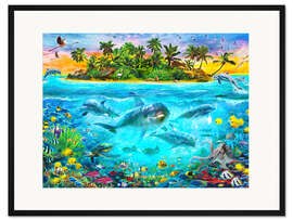 Gerahmter Kunstdruck Inselparadies der Delfine