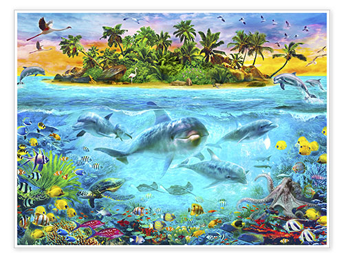 Poster Inselparadies der Delfine