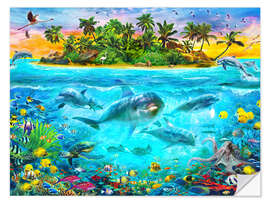 Selvklebende plakat Dolphin Paradise Island