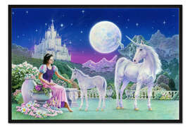 Gerahmter Kunstdruck Die Einhornprinzessin füttert das Fohlen