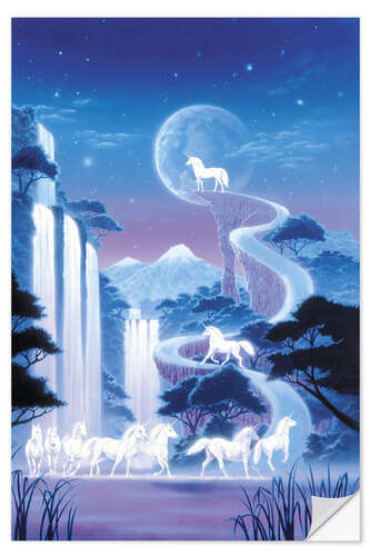 Wall sticker White unicorn falls