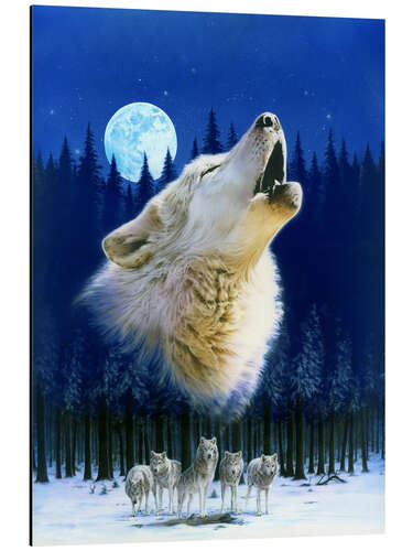 Aluminium print Howling wolf