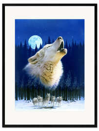 Impresión de arte enmarcada Howling wolf