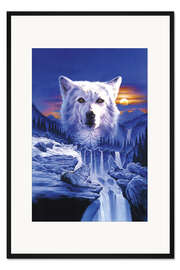 Gerahmter Kunstdruck Der Wasserfall mit Wölfen