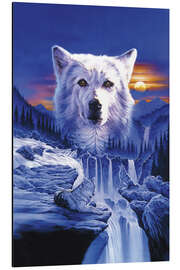 Magnettafel Der Wasserfall mit Wölfen