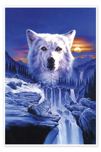 Poster Der Wasserfall mit Wölfen