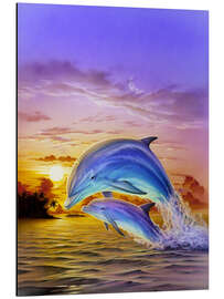 Magnettafel Delfine bei Sonnenaufgang