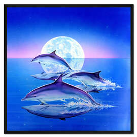 Gerahmter Kunstdruck Delphin trio