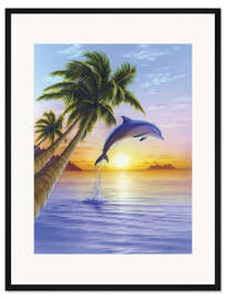 Gerahmter Kunstdruck Guten Morgen Delfin