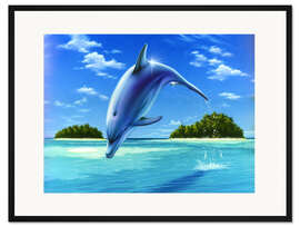 Gerahmter Kunstdruck Delfin im Sprung