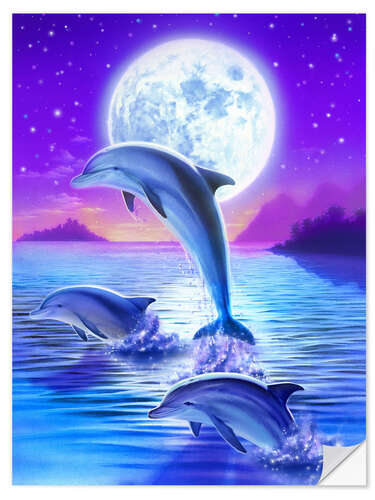 Vinilo para la pared Los delfines en la noche