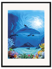 Gerahmter Kunstdruck Delfin im Meer