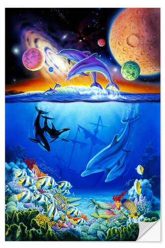 Selvklebende plakat Cosmic Ocean