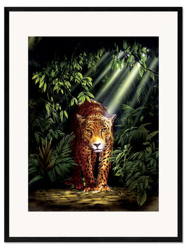 Ingelijste kunstdruk Jungle leopard