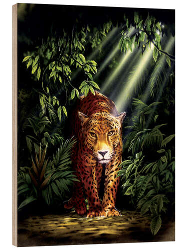 Tableau en bois Jungle leopard