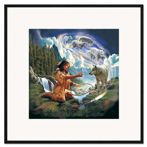 Impression artistique encadrée Attrape-rêves des loups