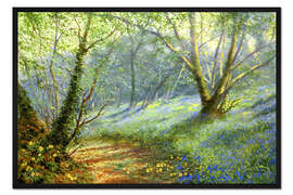 Gerahmter Kunstdruck Haselnussbäume und Blauglöckchen