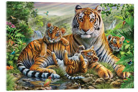 Acrylglasbild  Tiger mit seinen Jungen - Adrian Chesterman