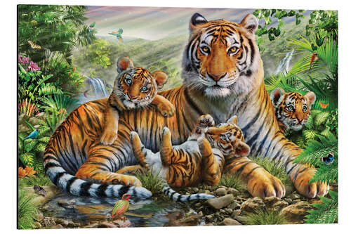 Aluminium print Tiger and Cubs