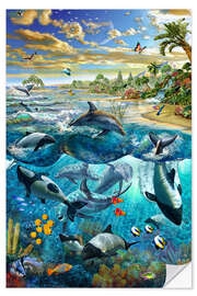 Selvklebende plakat Dolphin beach