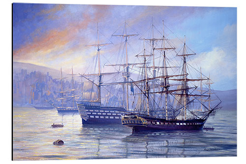 Tableau en aluminium Frigate and 1st Rate c.1815