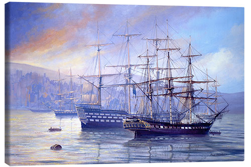 Canvas print Frigate and 1st Rate c.1815