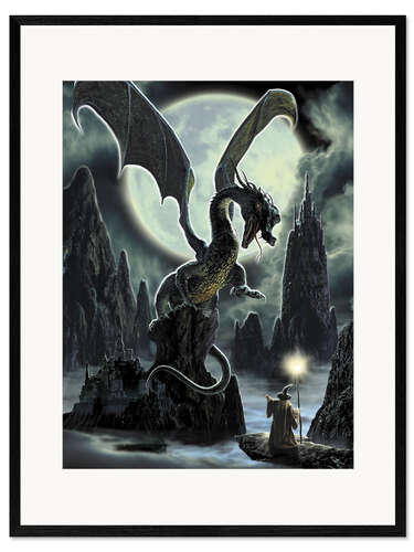 Inramat konsttryck Dragons rock
