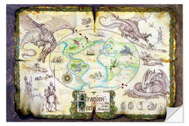 Selvklebende plakat Dragons of the world