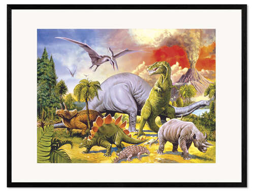 Kehystetty taidepainatus Land of the dinosaurs
