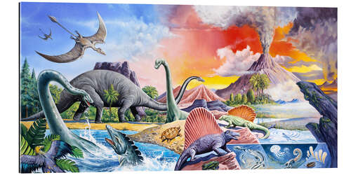 Gallery print Dinosaurs volcano