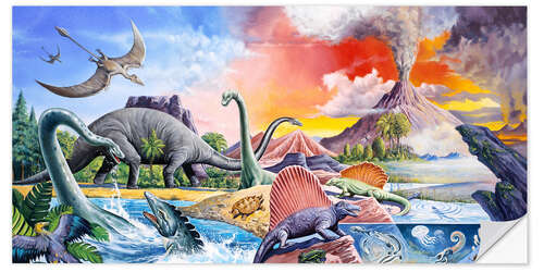 Wall sticker Dinosaurs volcano