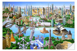 Selvklebende plakat World landmarks