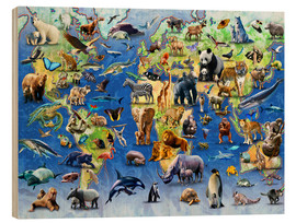 Holzbild  Hundert Tierarten - Adrian Chesterman